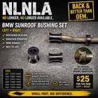 Bmw Sunroof Bushing Set 54121843484 E21 E30 E12 E24 E28 E23 New. Price: $29.99.